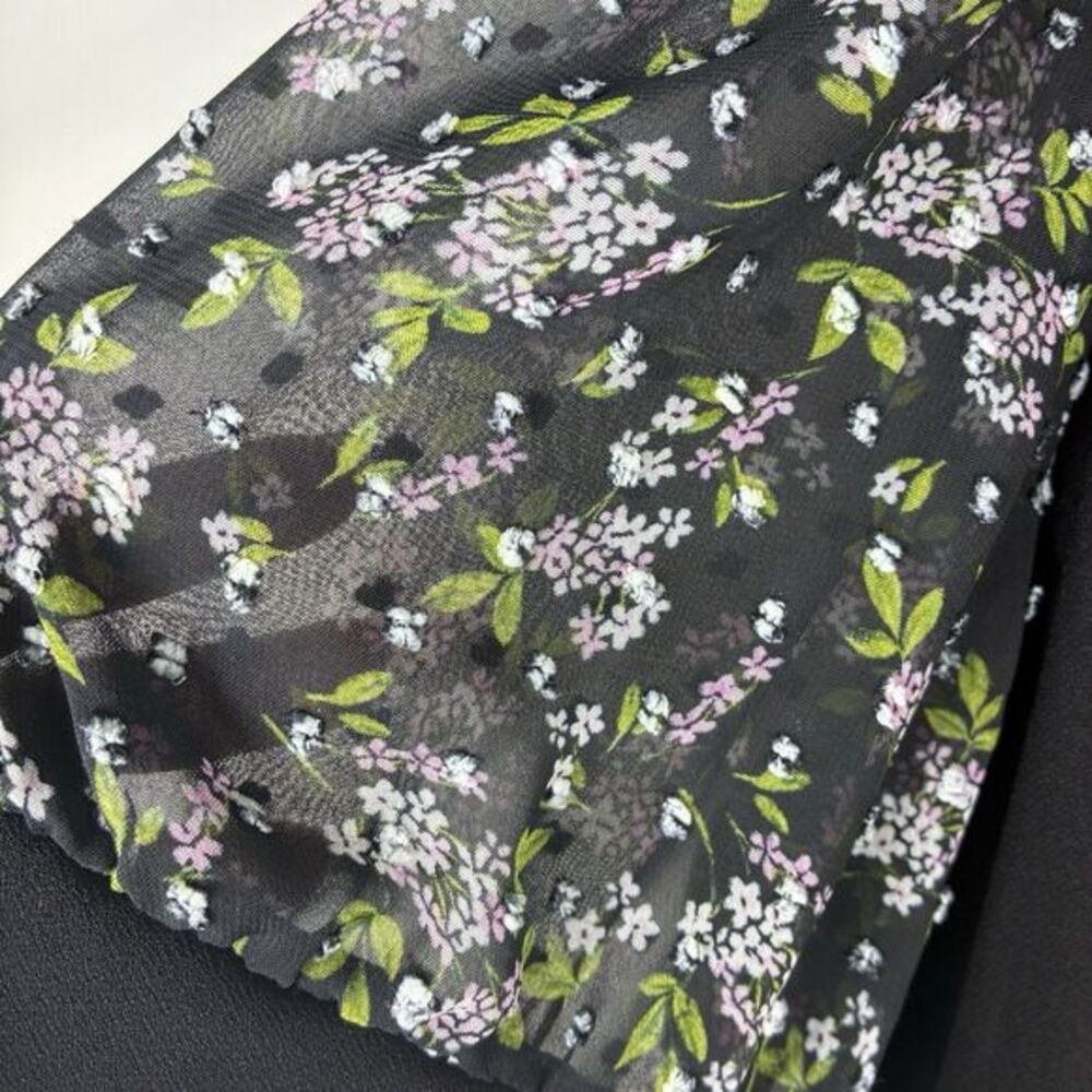 CeCe Swiss Dot Blouse Woman’s Sz 2X Plus Black Short Sleeve Coquette Romantic‎ - Picture 3 of 8